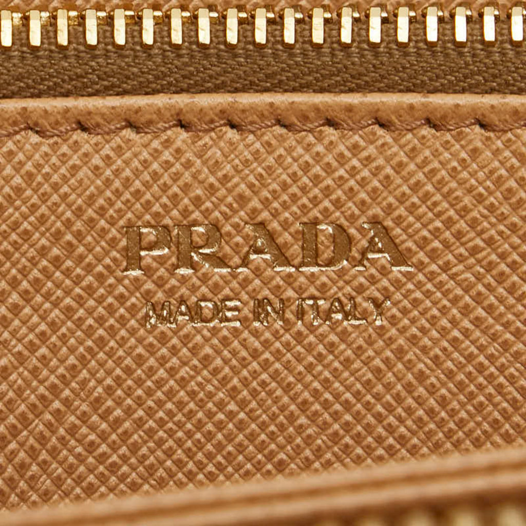Prada Beige Leather Long Wallet (Bi-Fold)