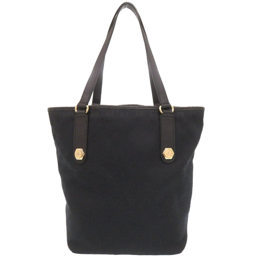 Gucci Black Gg Canvas Leather Tote Bag (Pre-Owned)