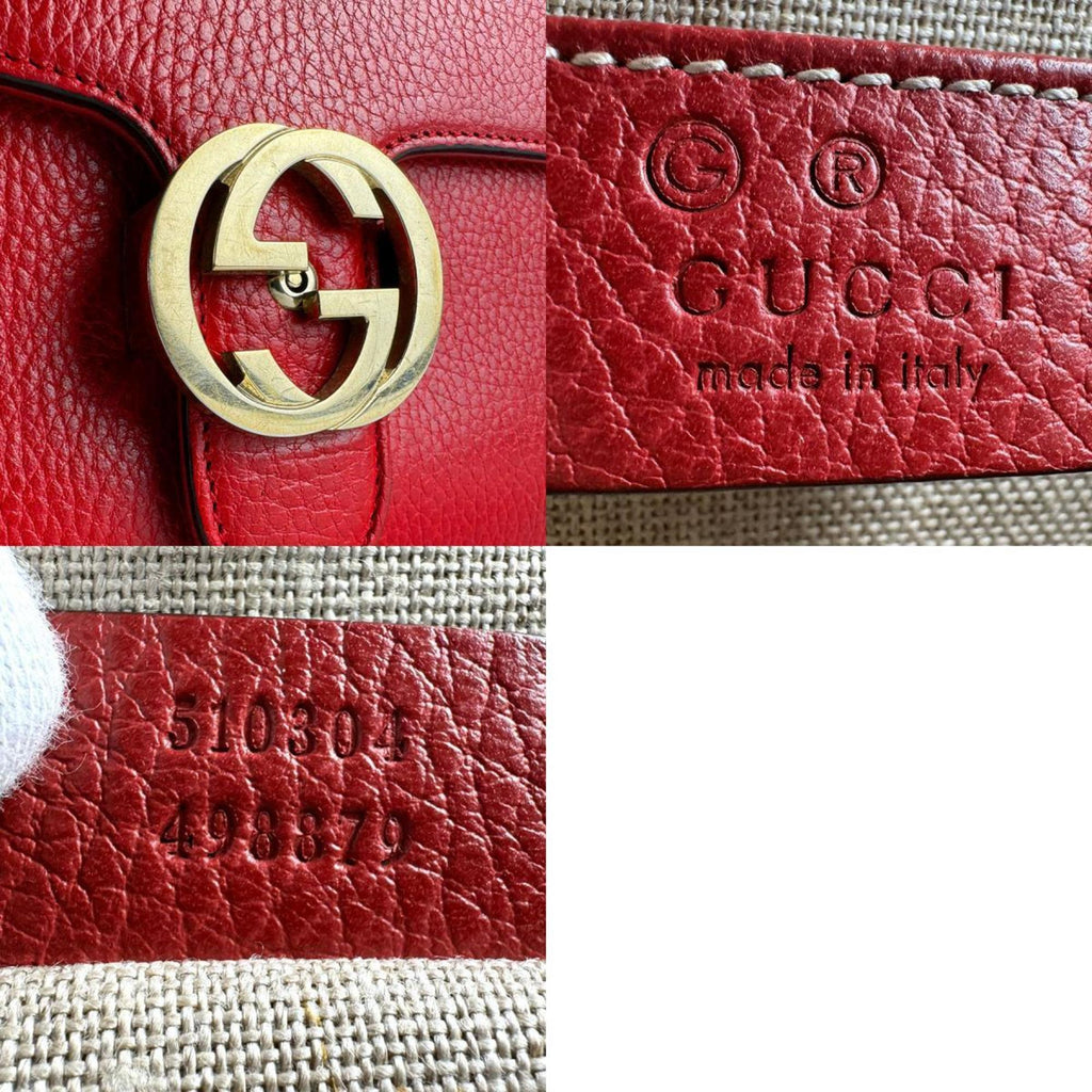 Gucci Red Color Leather Shoulder Bag (Pre-Owned)