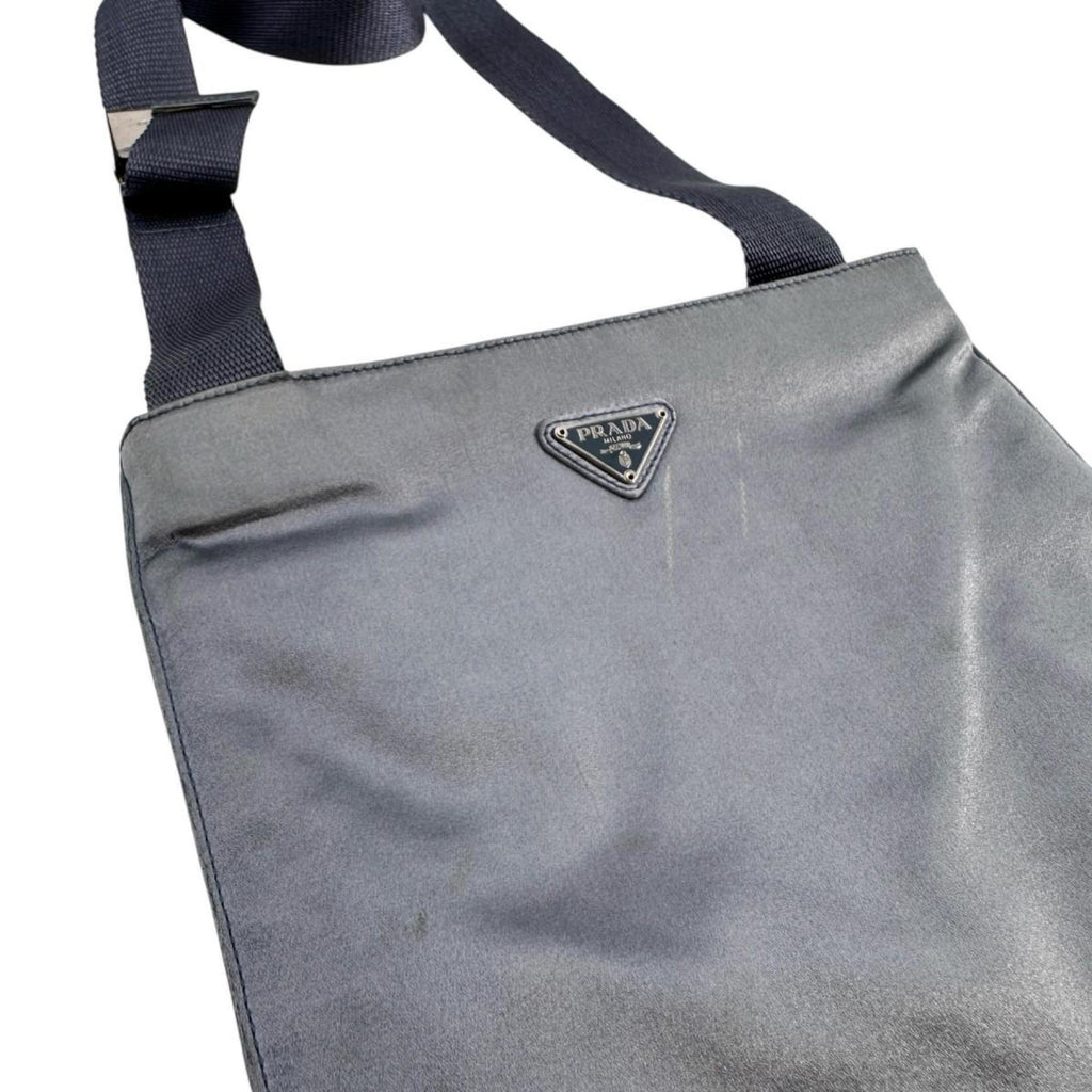 Prada Gray Satin Pochette Shoulder Bag