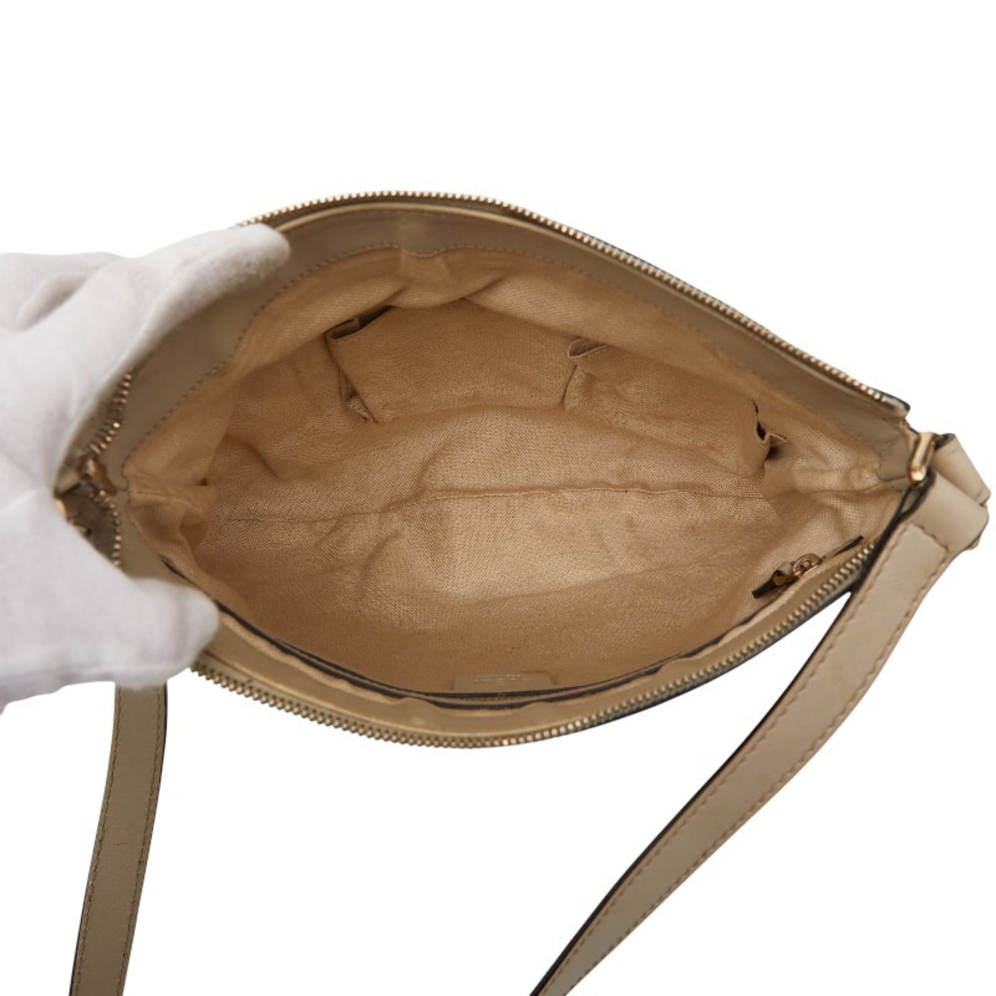 Gucci Beige Multi-Color Canvas Leather Pochette Shoulder Bag (Pre-Owned)