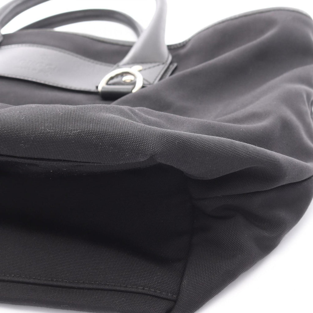Gucci Black Nylon Leather Handbag Tote Bag (Pre-Owned)