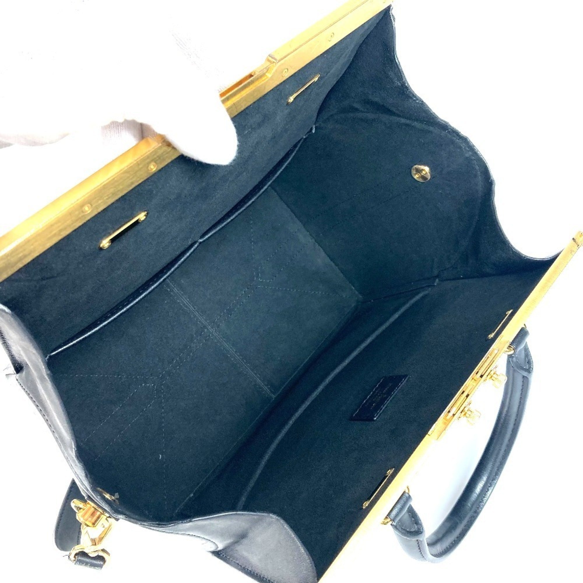 Louis Vuitton Black Leather Handbag Shoulder Bag