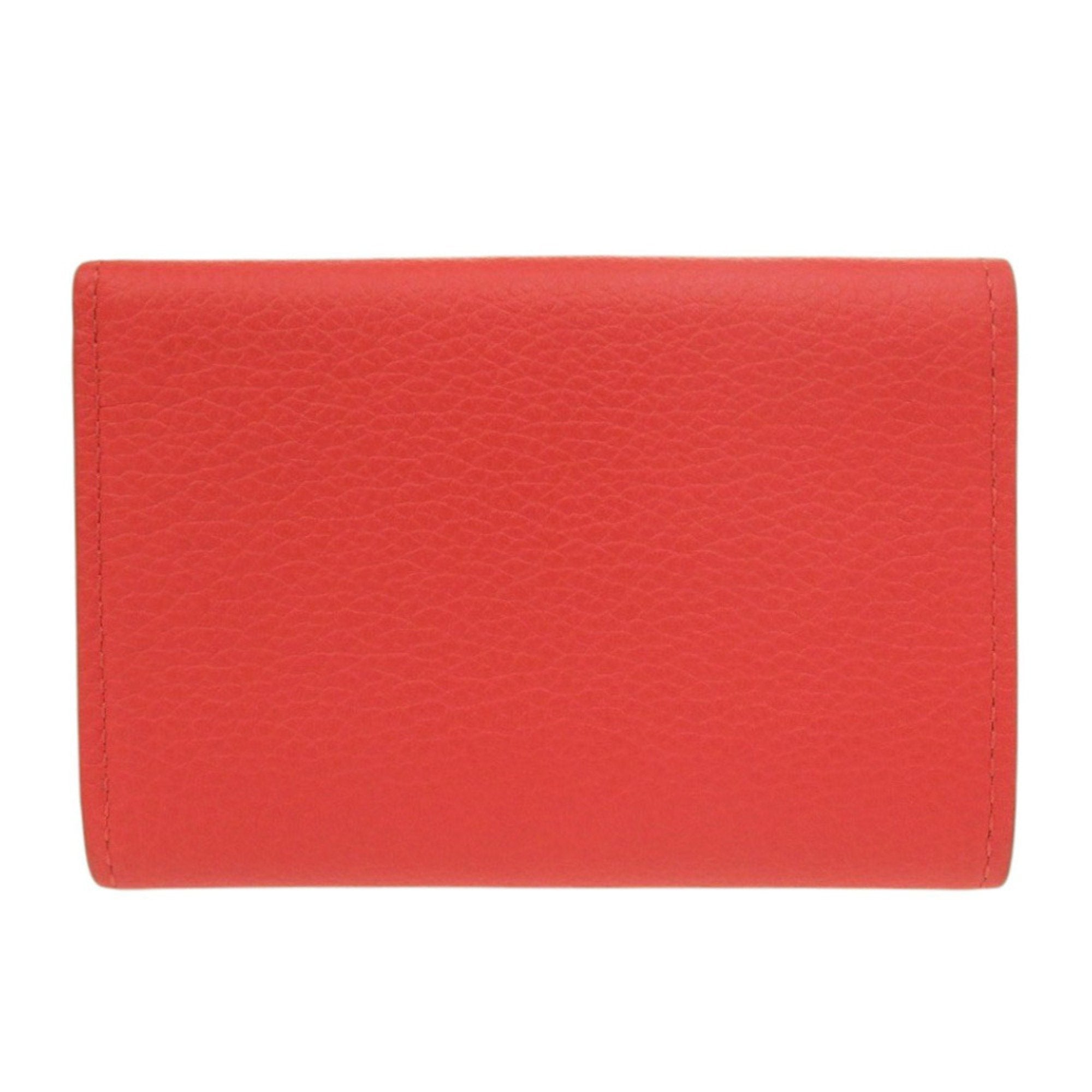 Louis Vuitton Red Color Leather Wallet (Tri-Fold)