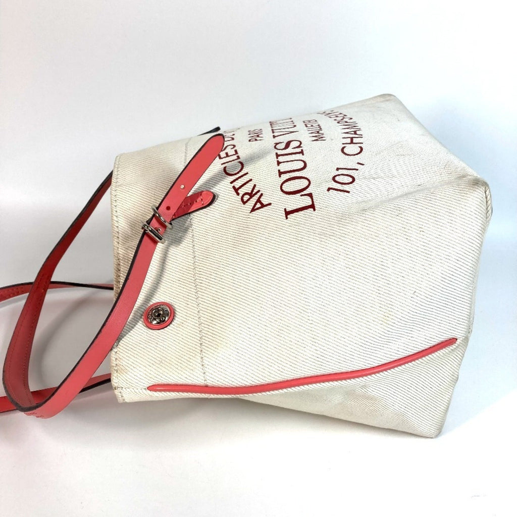 Louis Vuitton Pink White Leather Canvas Shoulder Bag Tote Bag