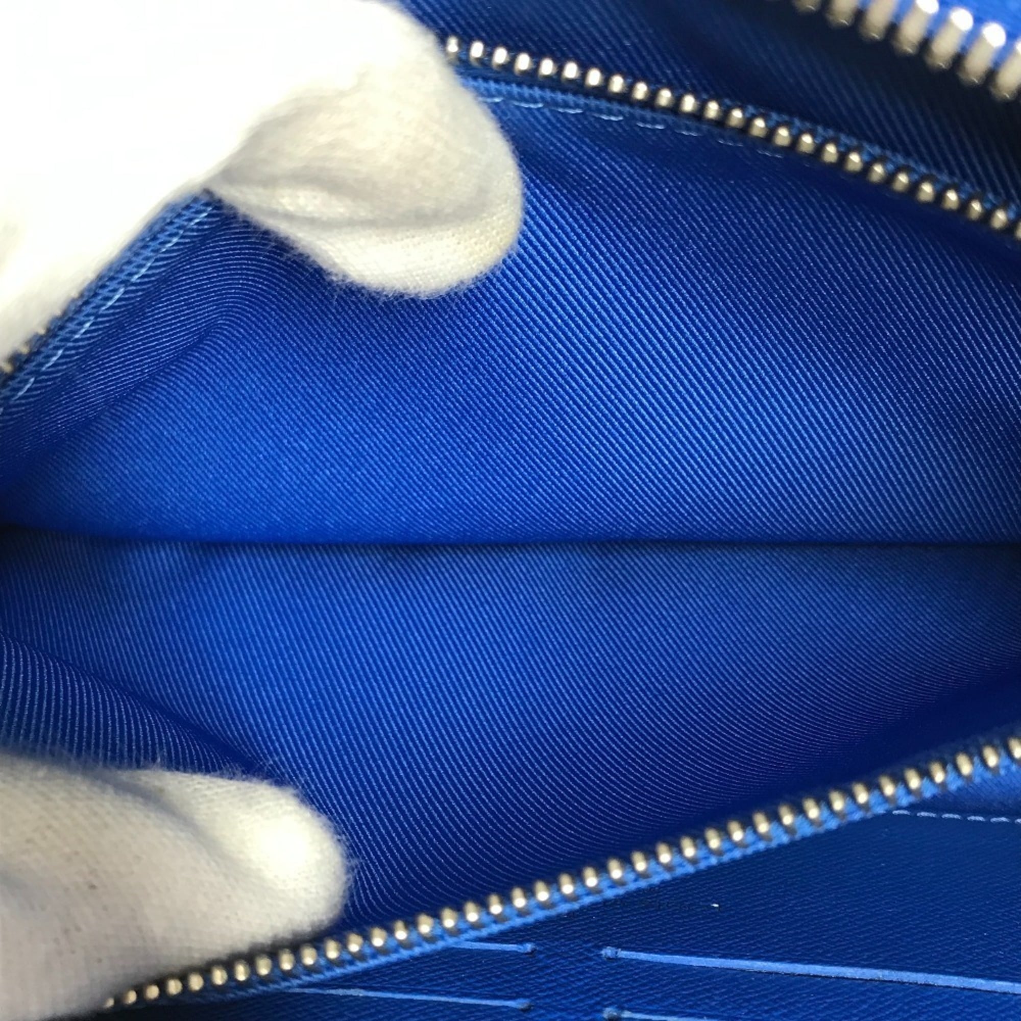 Louis Vuitton Blue White Leather Clutch Bag Pochette Shoulder Bag