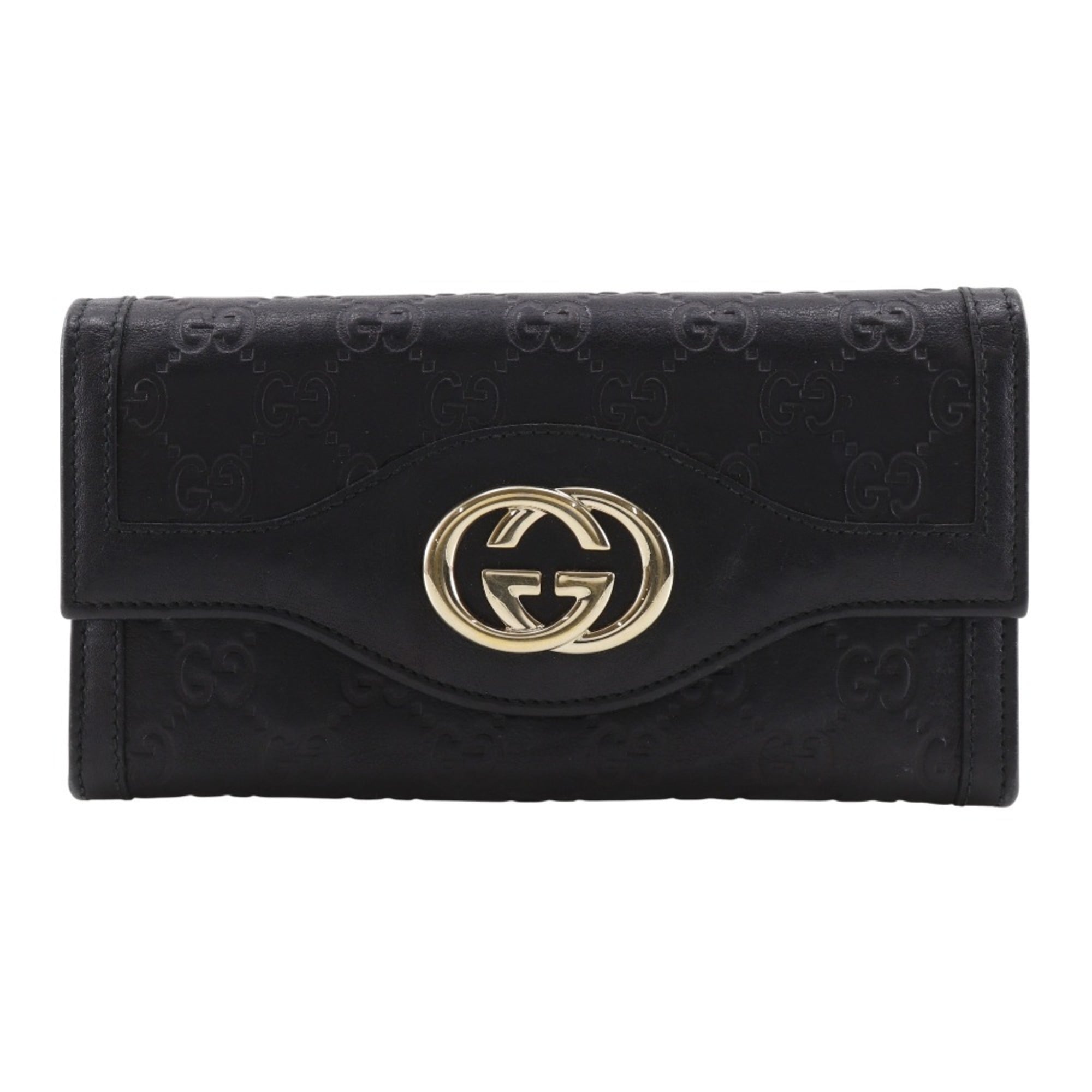 Gucci Black Leather Long Wallet (Bi-Fold) (Pre-Owned)