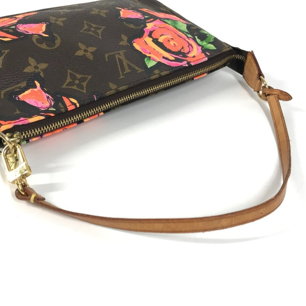Louis Vuitton Brown Pink Rose Monogram Rose Canvas Handbag Pouch Shoulder Bag
