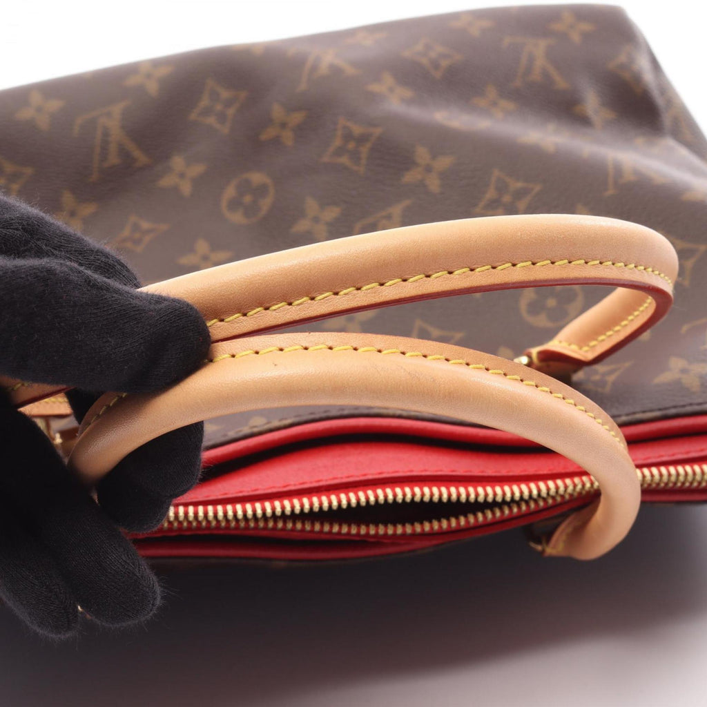 Louis Vuitton Brown Cerise Red Color Coated Canvas Leather Handbag
