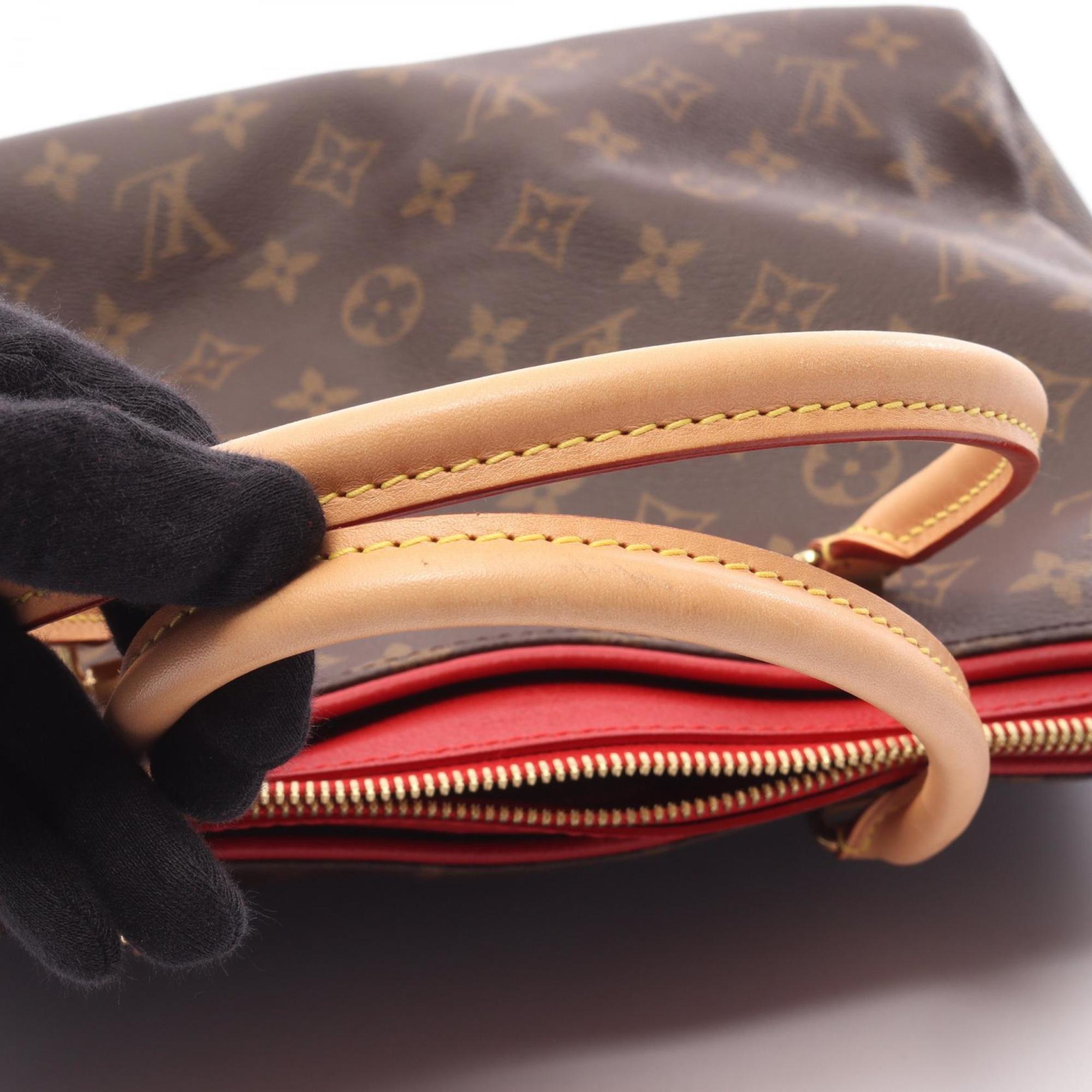 Louis Vuitton Brown Cerise Red Color Coated Canvas Leather Handbag