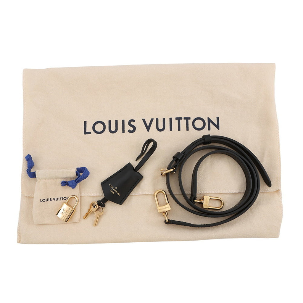 Louis Vuitton Black Noir White Leather Handbag Shoulder Bag