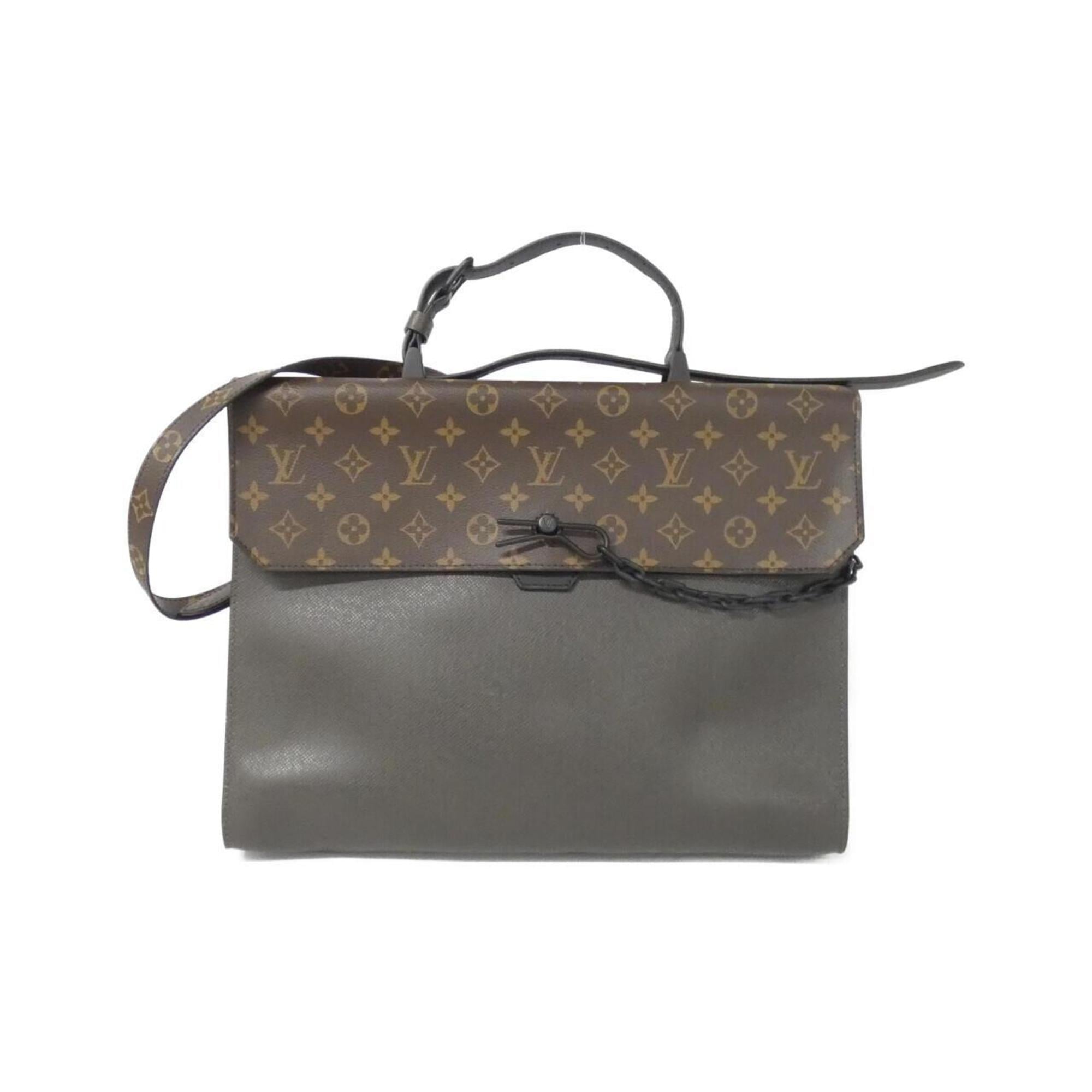 Louis Vuitton Khaki Marron Coated Canvas Leather Handbag