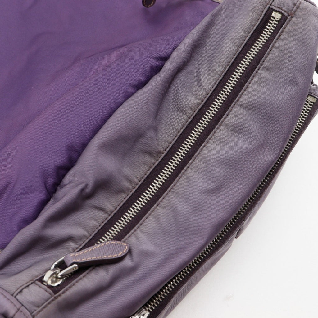 Prada Purple Nylon Leather Shoulder Bag