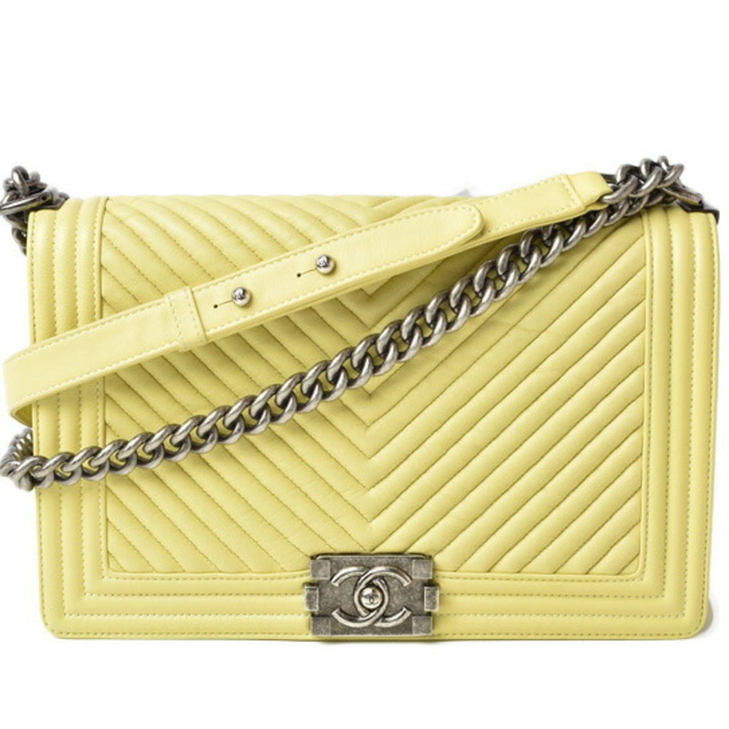 Chanel Yellow Leather Clutch Bag Shoulder Bag