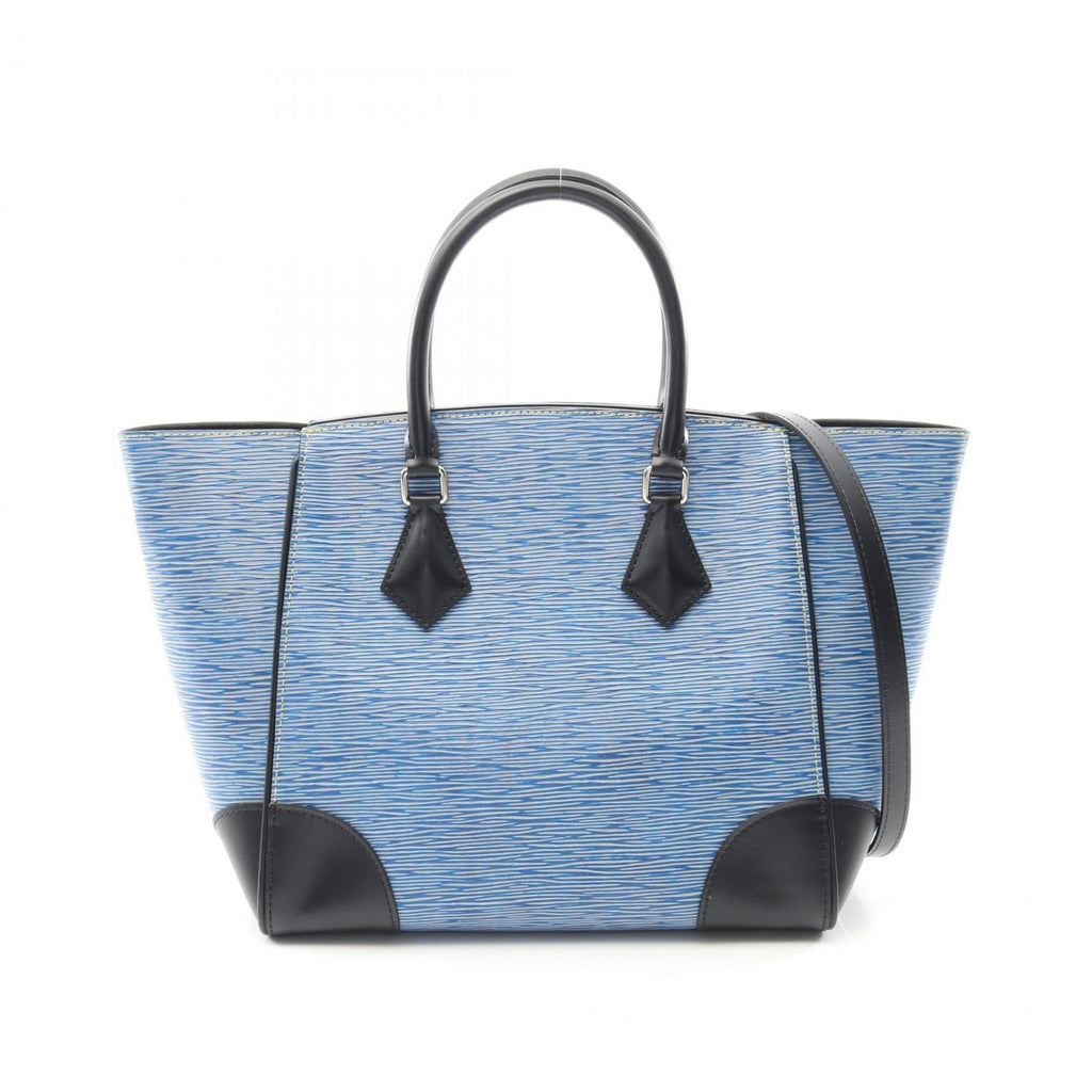 Louis Vuitton Black Blue Leather Tote Bag