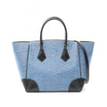 Louis Vuitton Black Blue Leather Tote Bag