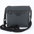 Gucci Black Navy Leather Coated Canvas Messenger Bag Shoulder Bag (Pre-Owned)