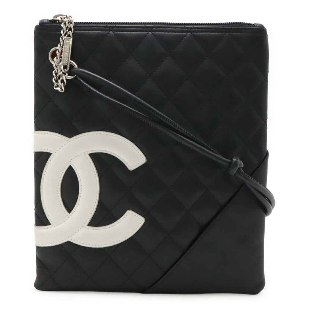 Chanel Black White Leather Shoulder Bag
