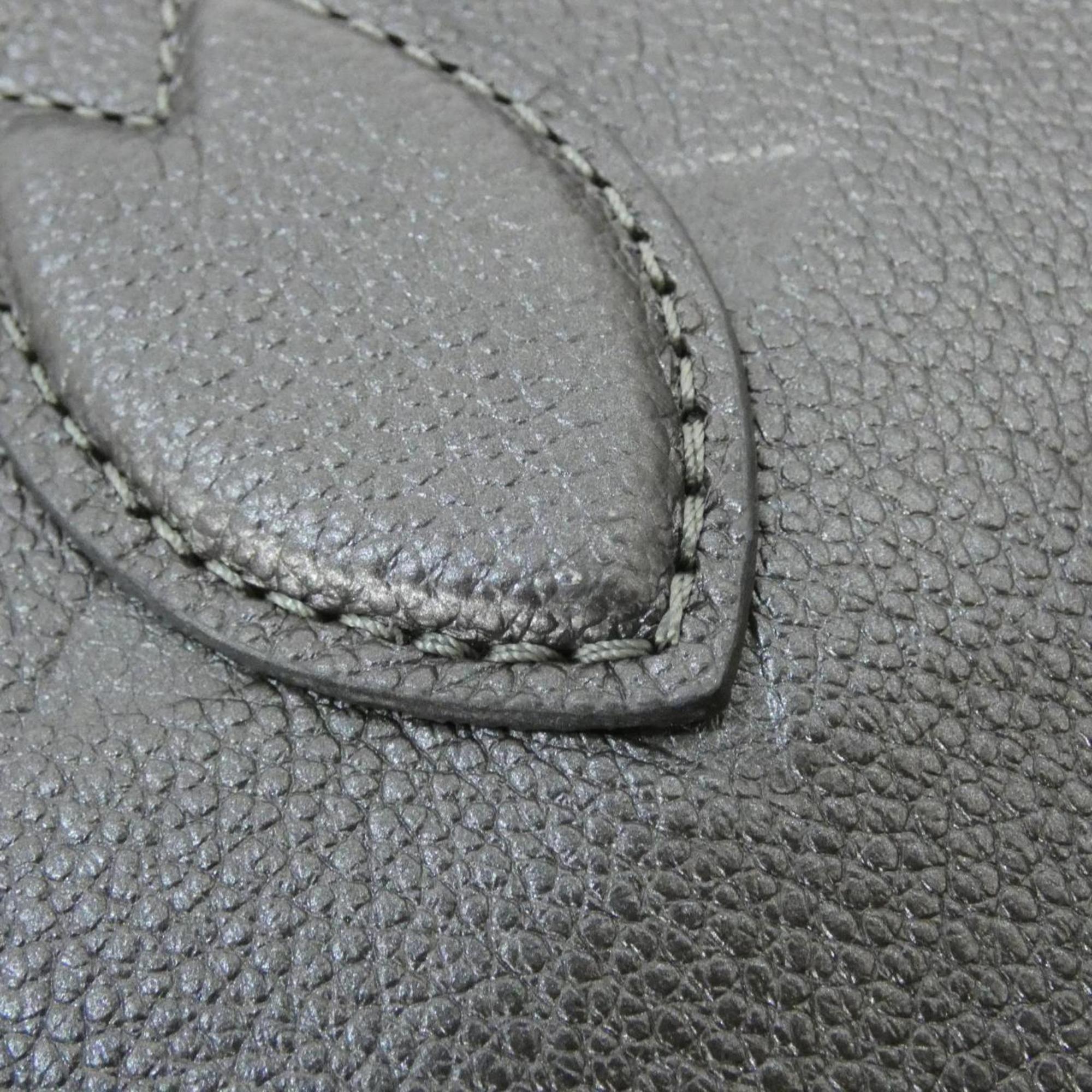 Louis Vuitton Gunmetal Silver Leather Handbag