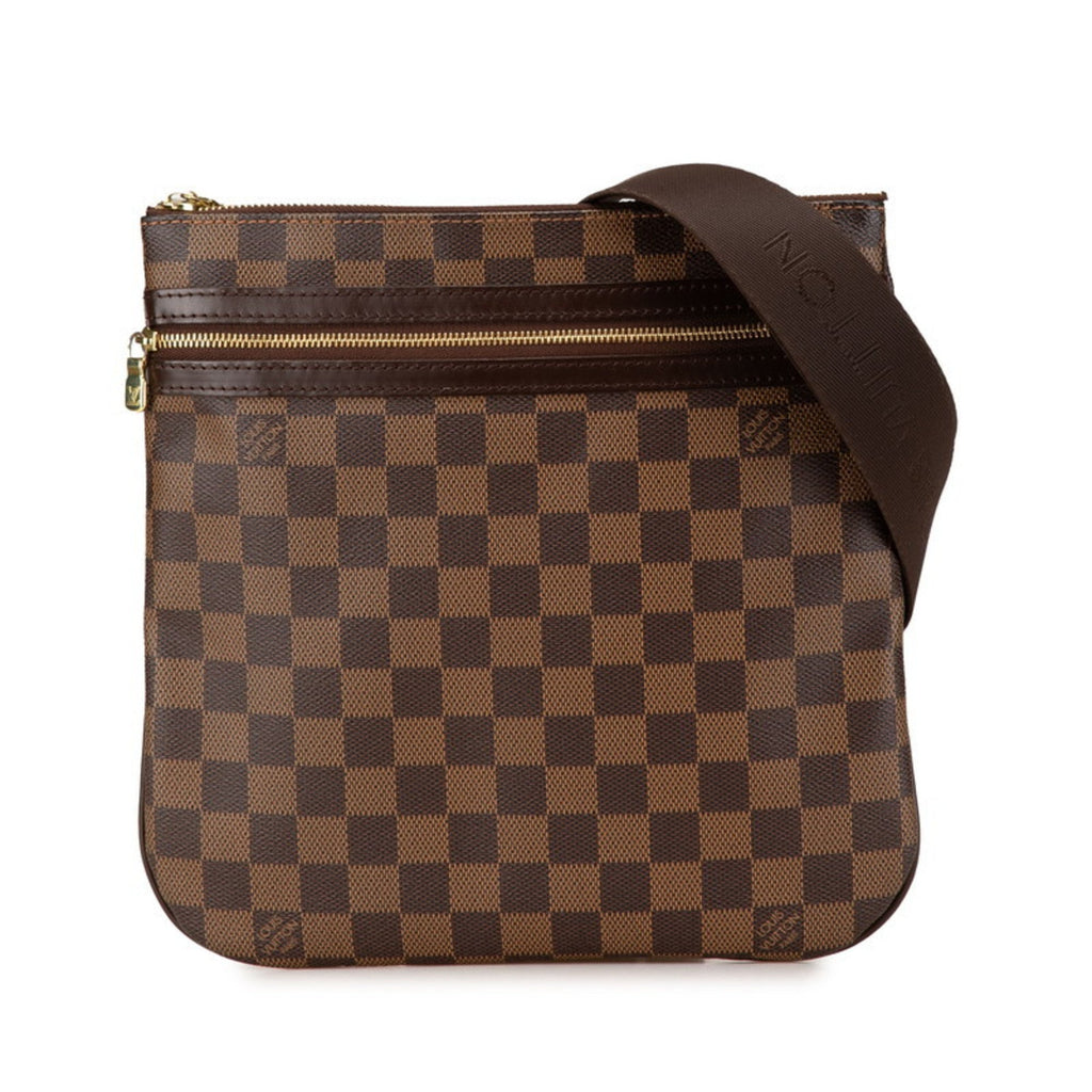 Louis Vuitton Damier Brown Damier Canvas Pvc Leather Pochette Shoulder Bag