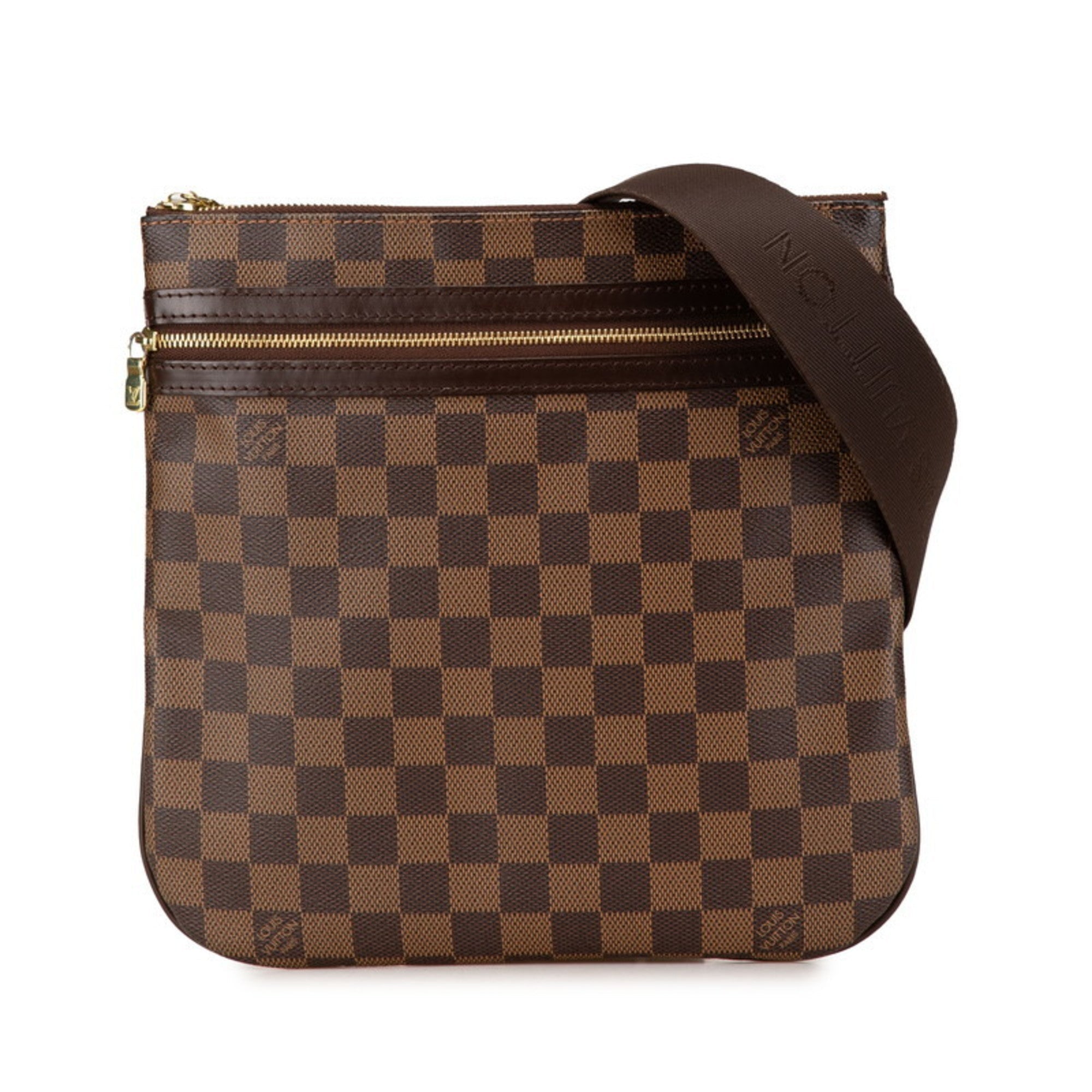 Louis Vuitton Damier Brown Damier Canvas Pvc Leather Pochette Shoulder Bag