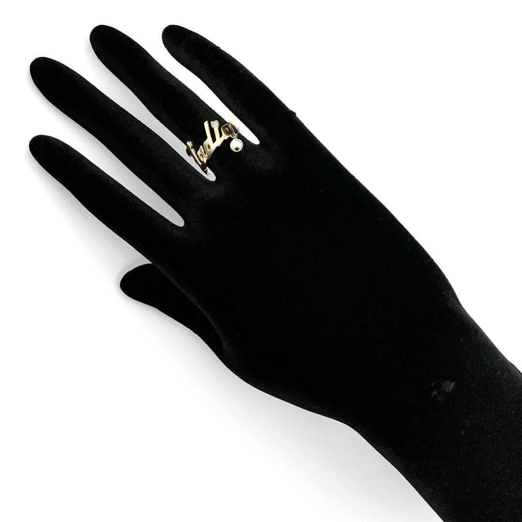 Christian Dior Metal Rhinestone Band Ring (Pre-Owned)