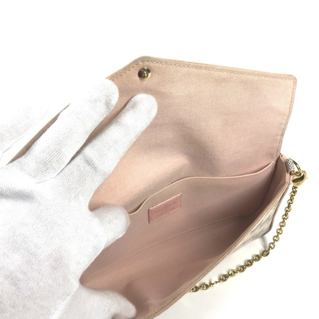 Louis Vuitton Pink White Damier Azur Chain/Shoulder Wallet