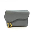Christian Dior Gray Leather Wallet (Tri-Fold) (Pre-Owned)