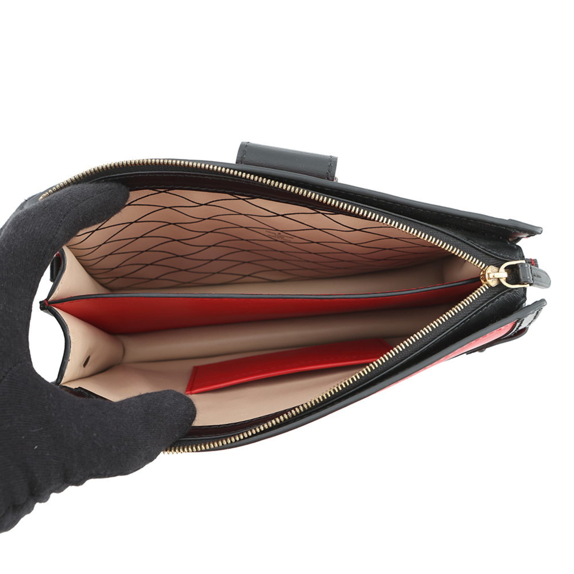 Louis Vuitton Red Color Epi Leather Clutch Bag Shoulder Bag