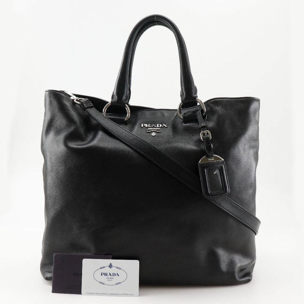 Prada Black Leather Tote Bag