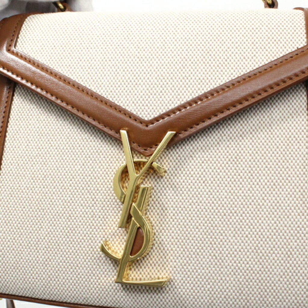 Saint Laurent Brown Canvas Leather Shoulder Bag (Pre-Owned)