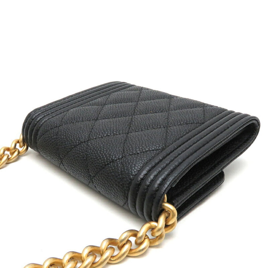 Chanel Boy Chanel Black Caviar Leather Shoulder Bag