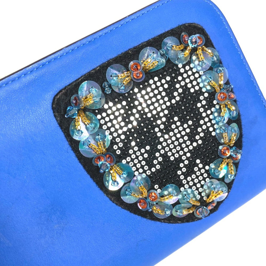 Christian Dior Blue Leather Long Wallet (Bi-Fold) (Pre-Owned)