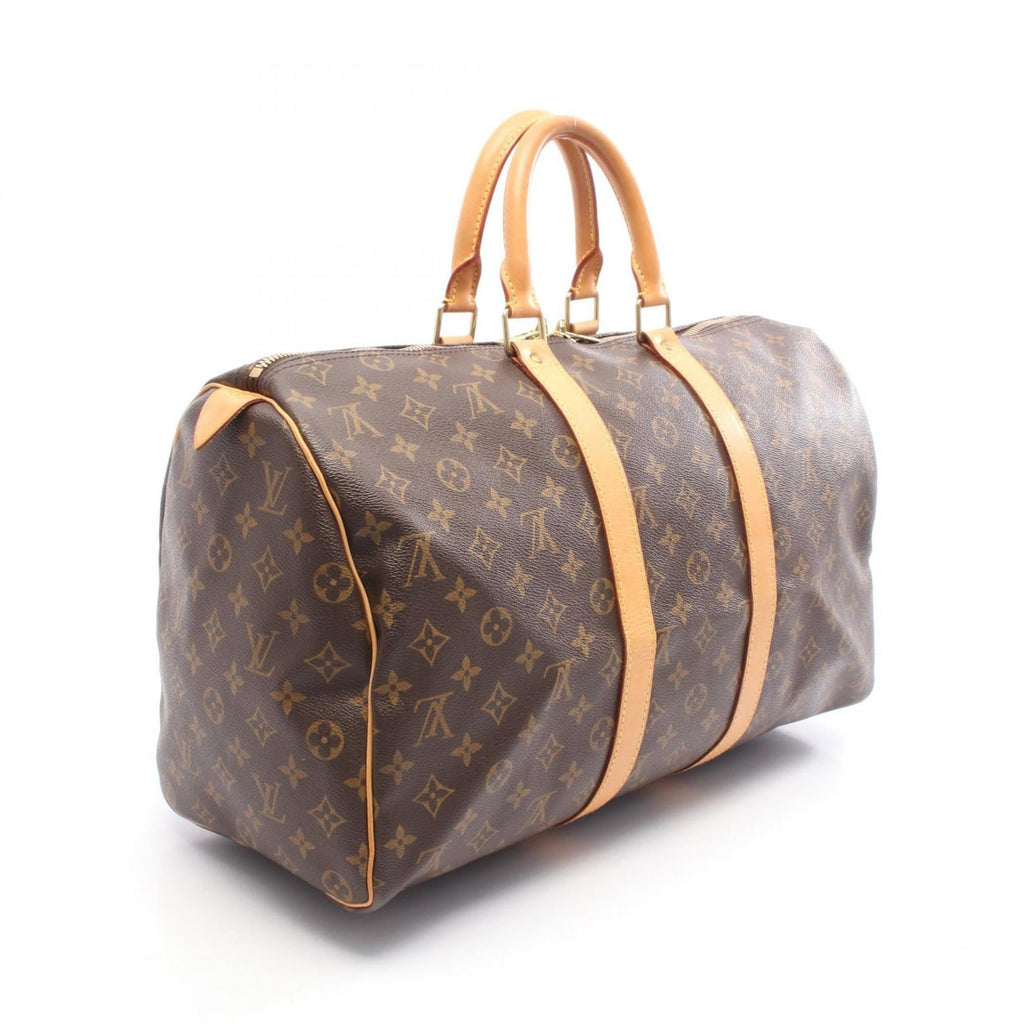 Louis Vuitton Brown Coated Canvas Leather Boston Bag