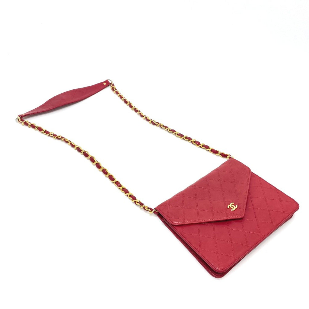 Chanel Red Leather Shoulder Bag