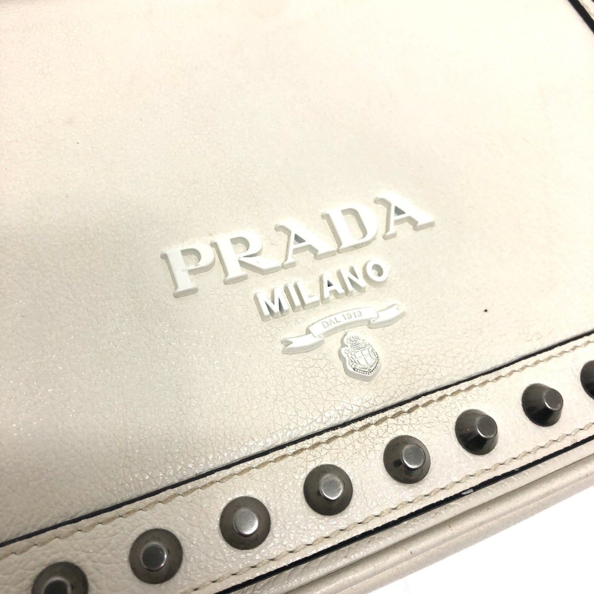 Prada White Leather Shoulder Bag