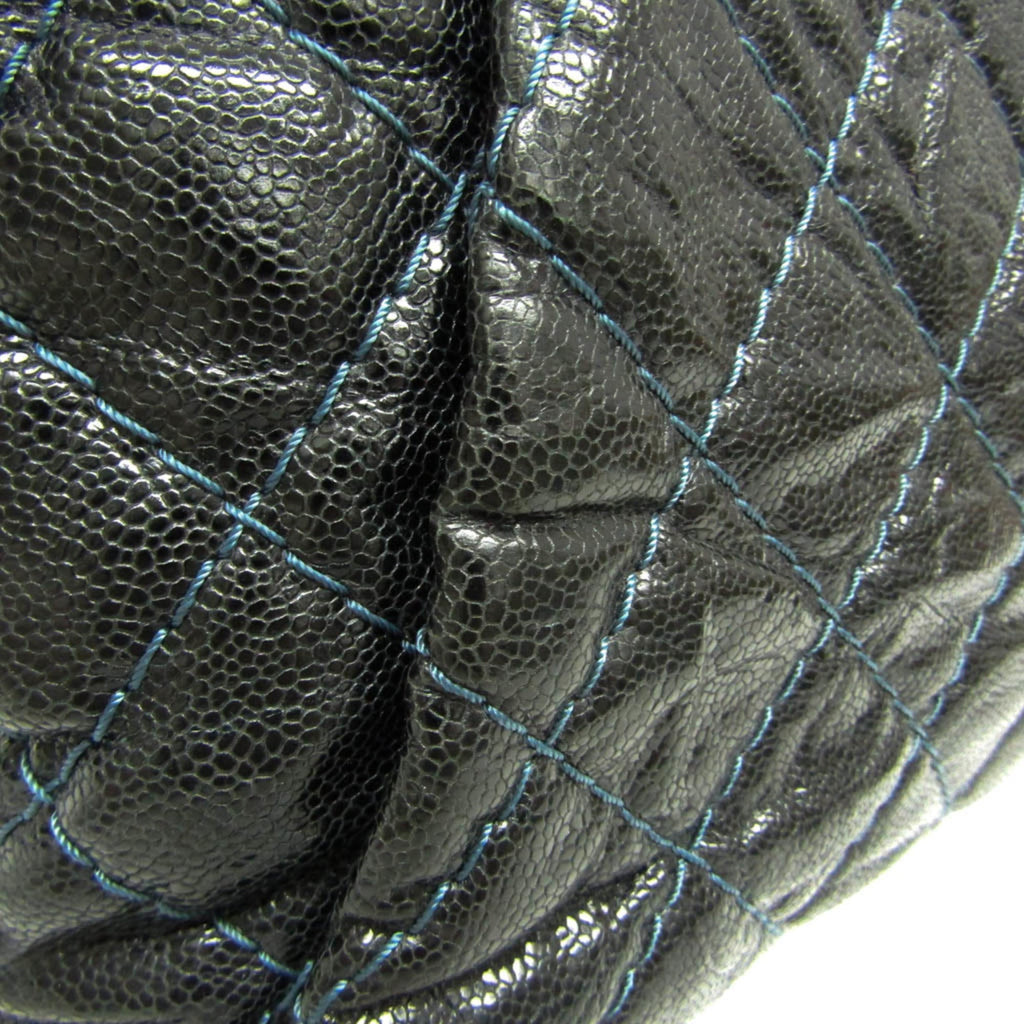 Chanel Matelasse Black Navy Grained Calfskin Tote Bag