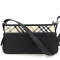 Burberry Beige Black Canvas Leather Shoulder Bag