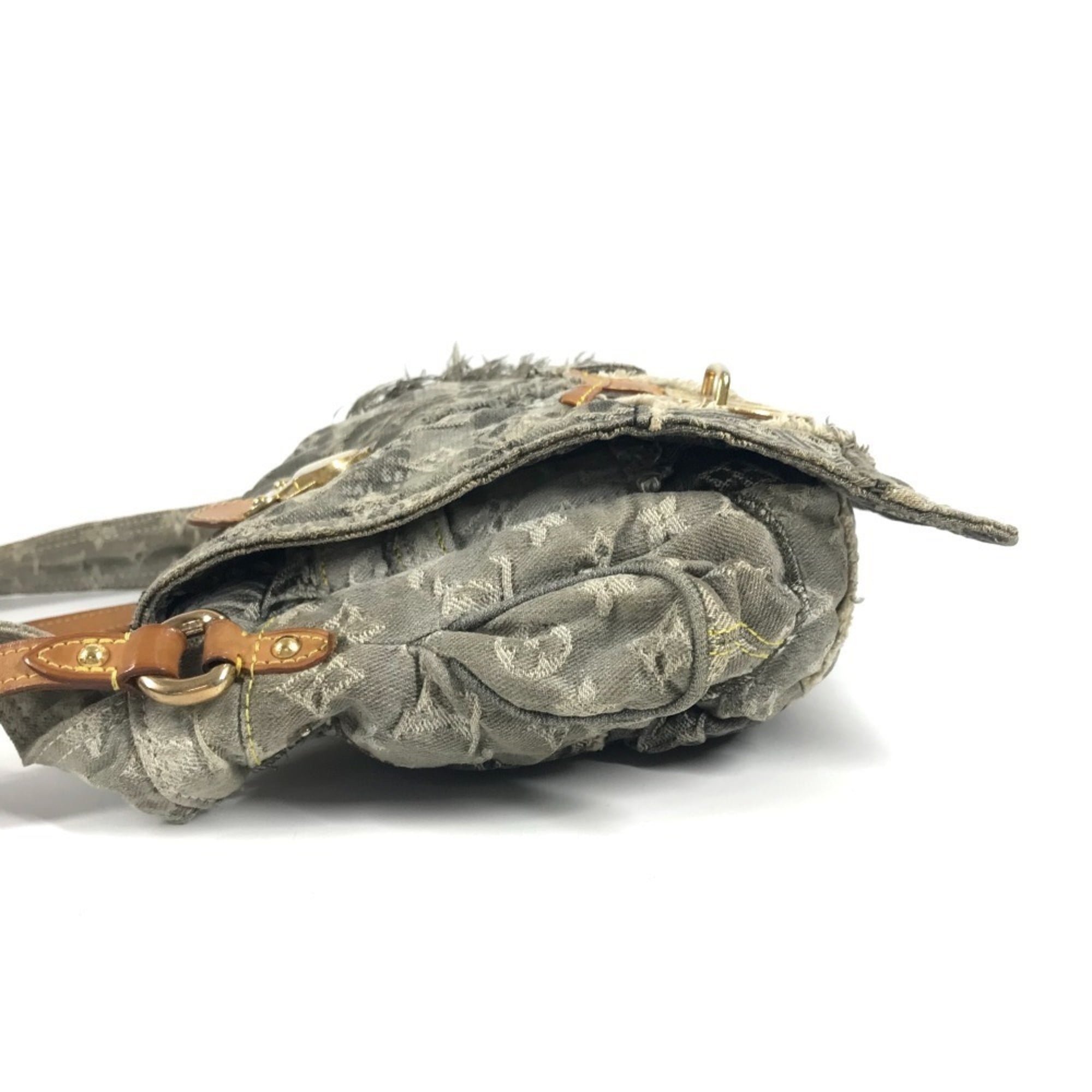 Louis Vuitton Black Gray Monogram Denim Shoulder Bag