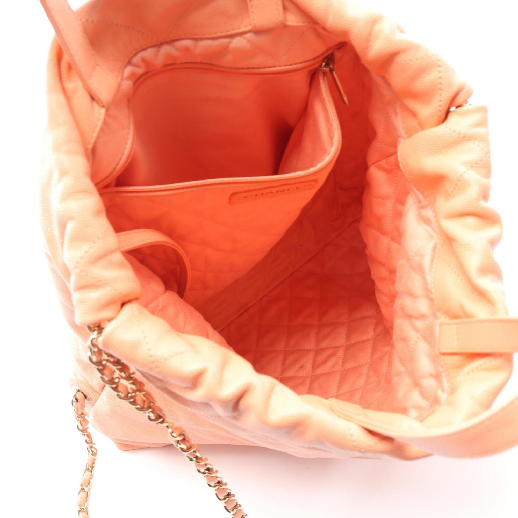 Chanel Orange Grained Calfskin Backpack Handbag