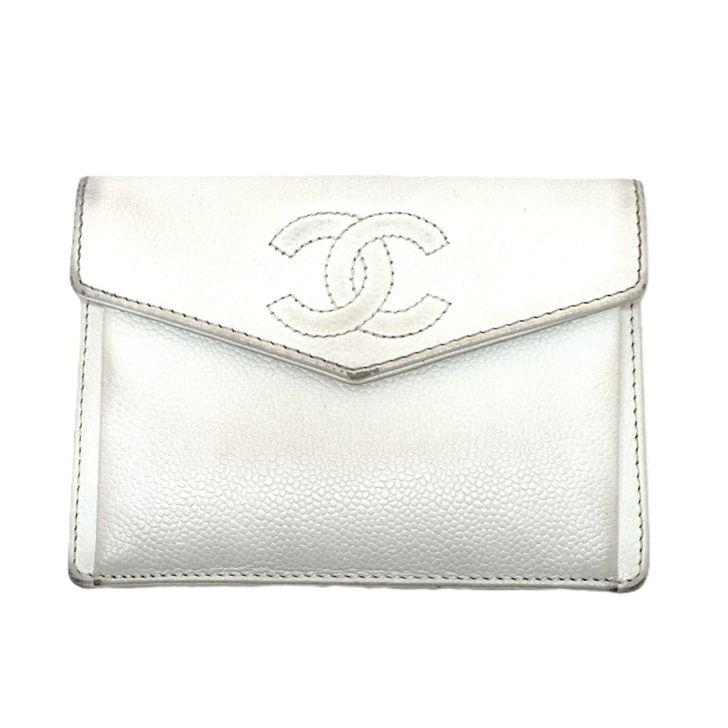Chanel White Grained Calfskin Wallet (Bi-Fold)
