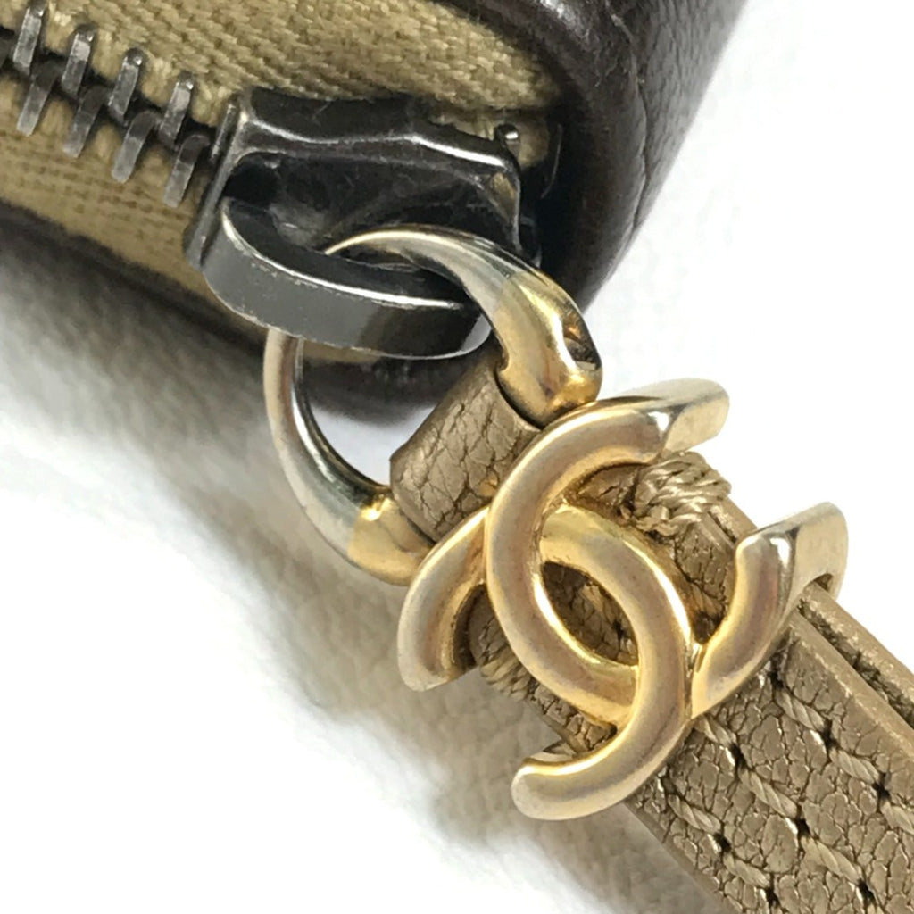 Chanel Gold Leather Long Wallet (Bi-Fold)