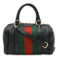 Gucci Sherry Line Black Green Red Color Leather Handbag Shoulder Bag (Pre-Owned)
