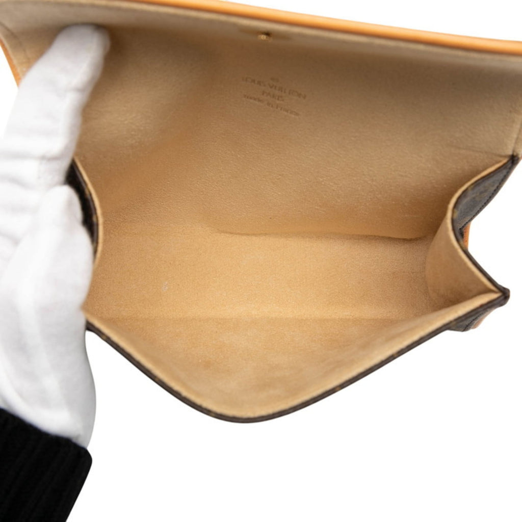 Louis Vuitton Brown Pvc Leather Pochette Sling Bag