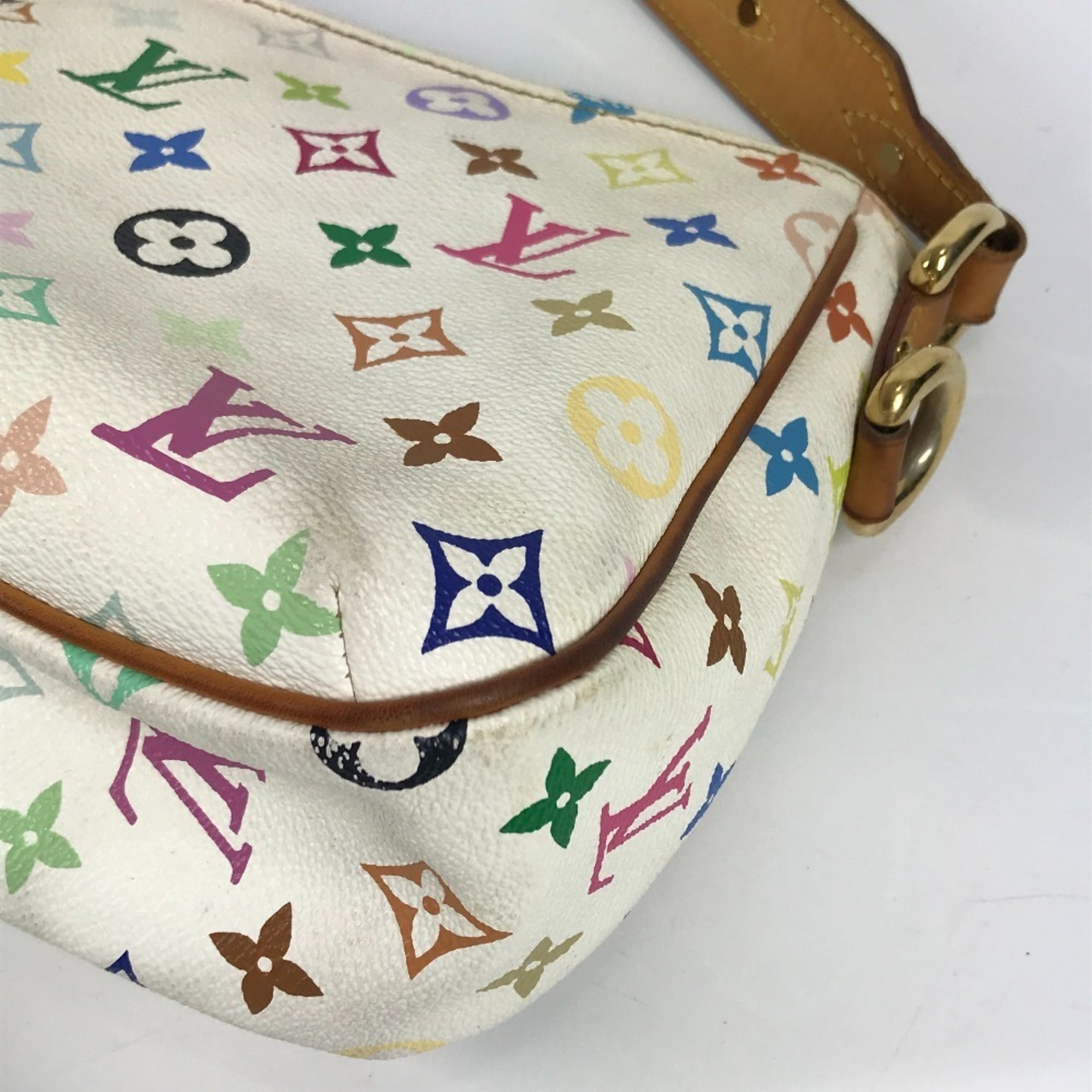 Louis Vuitton White Coated Canvas Shoulder Bag