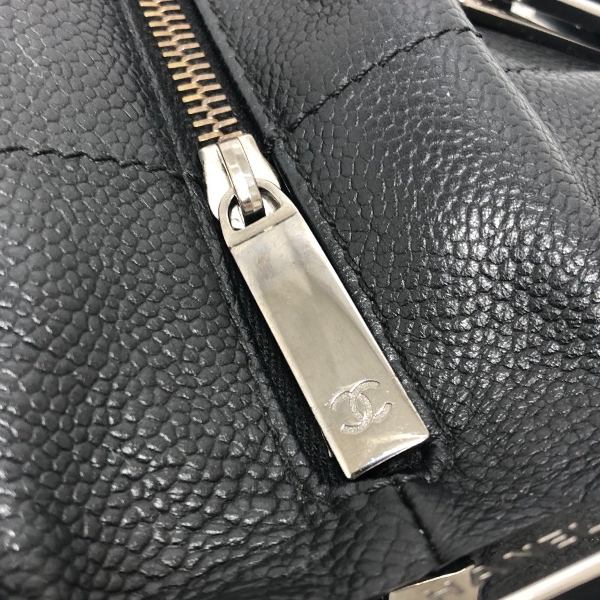 Chanel Black Grained Calfskin Boston Bag Handbag