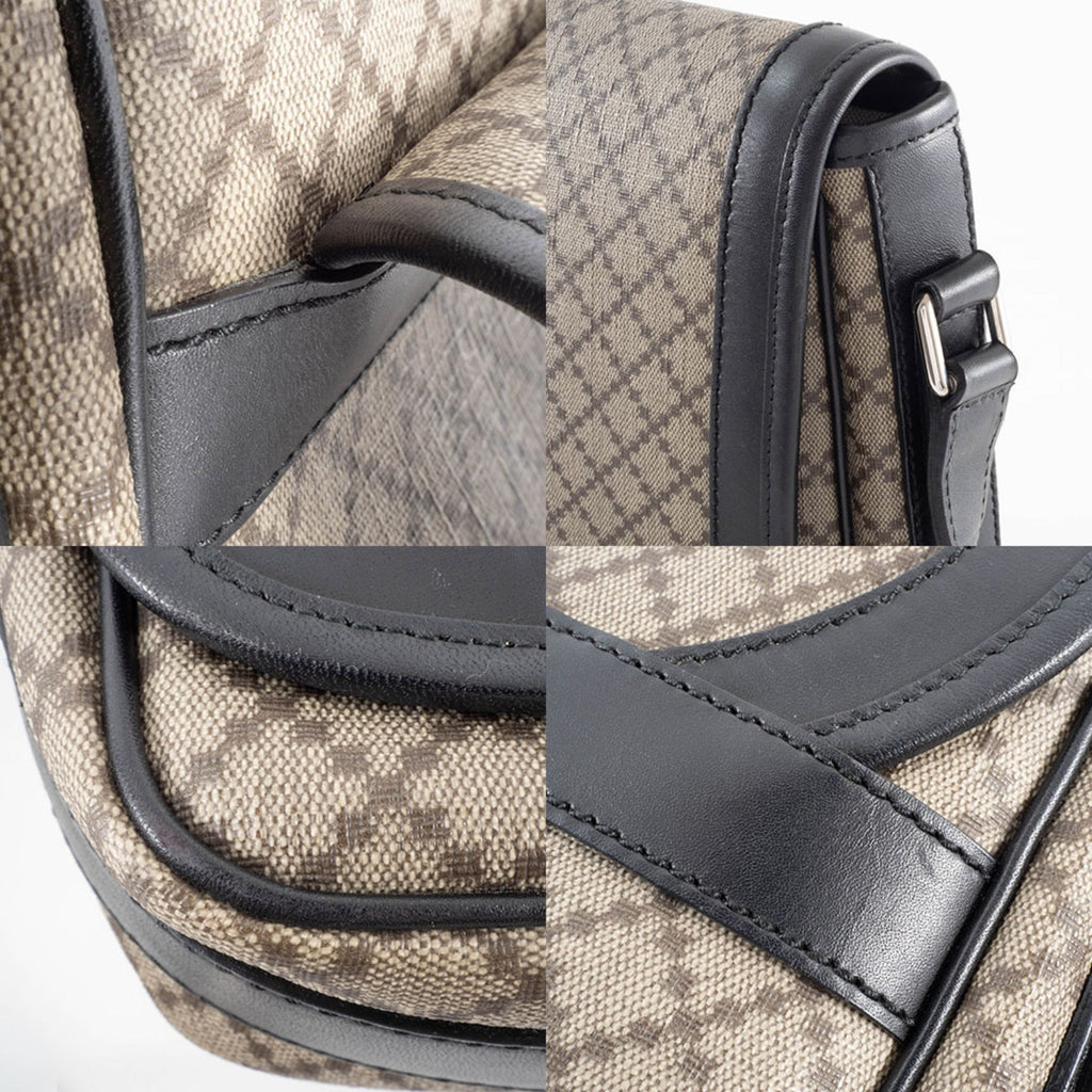 Gucci Beige Black Pvc Leather Shoulder Bag (Pre-Owned)
