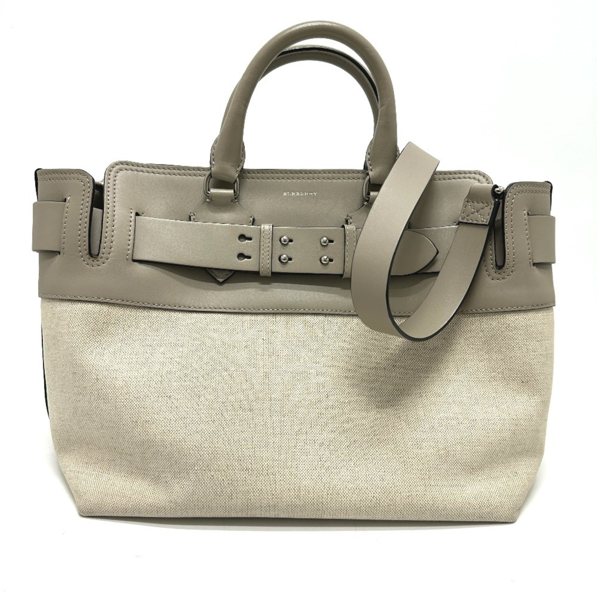 Burberry Beige Canvas Leather Handbag