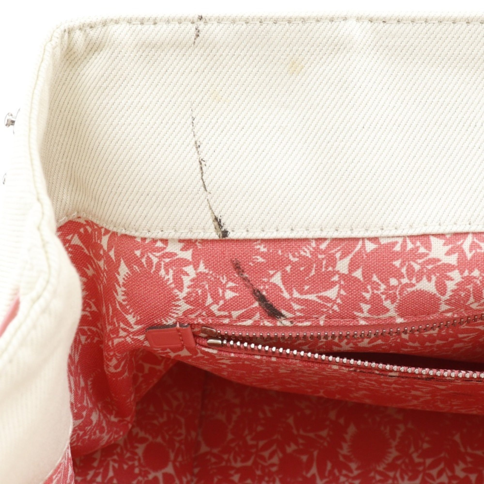 Louis Vuitton Corail Ivory Pink White Canvas Tote Bag