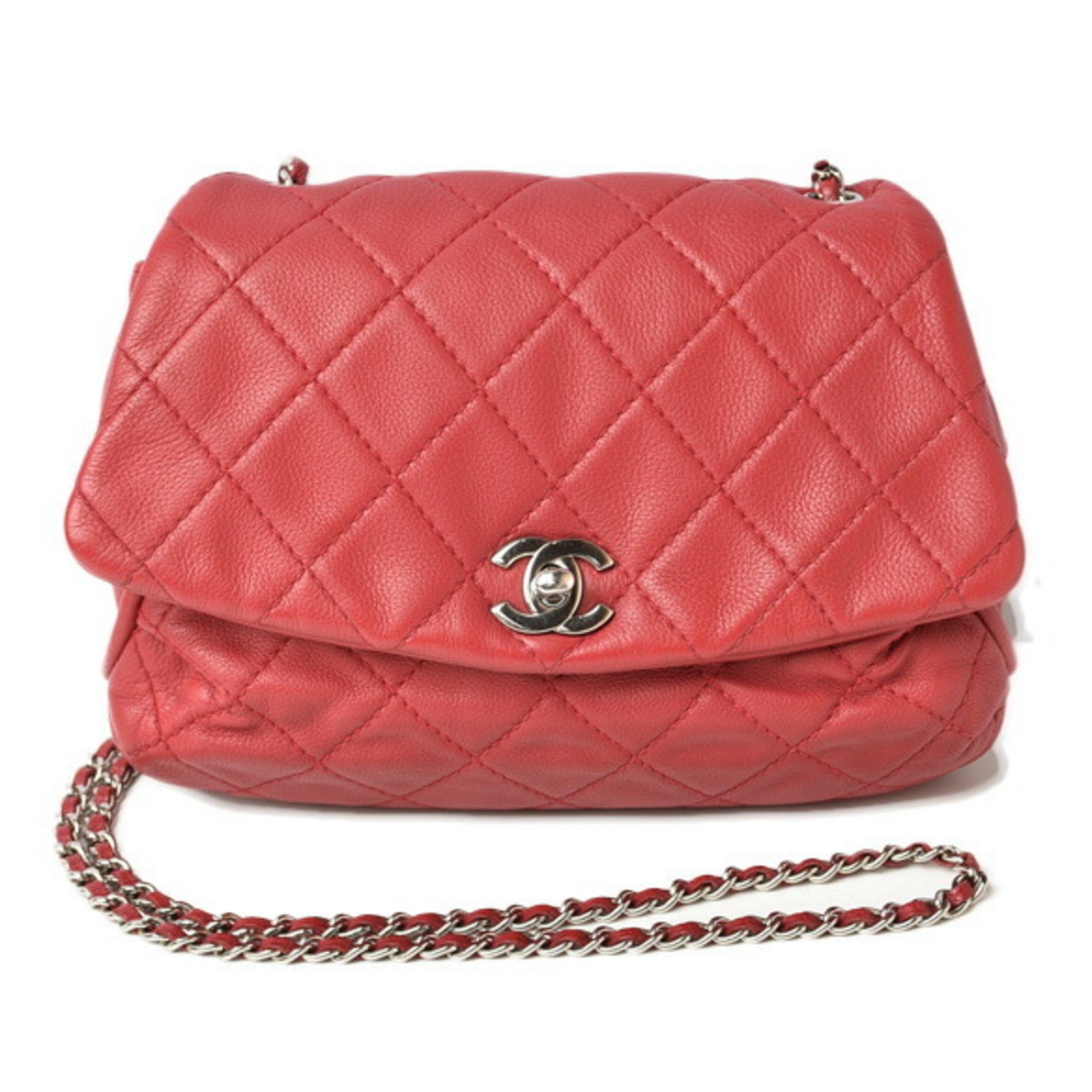 Chanel Red Color Leather Shoulder Bag